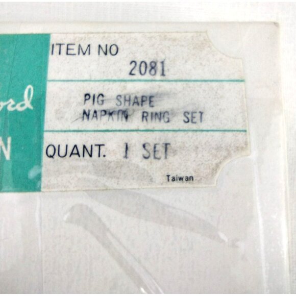 Pig Napkin Holders Vintage Shafford White Glossy Animal Rings Taiwan Set of 4 - Picture 7 of 11